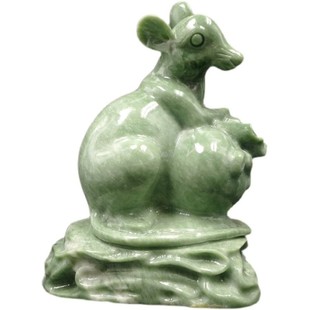 翡翠生肖兔摆件客厅卧室装饰品儿童房贵州翡翠玉兔办公室姻缘礼物