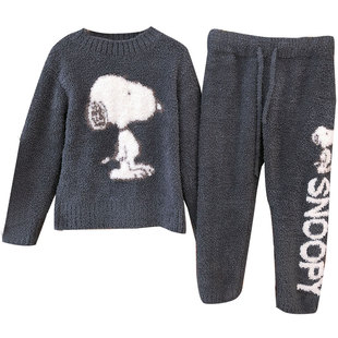 秋冬软绵绵小狗图案字母情侣亲子款儿童家居服套装套衫睡衣睡裤