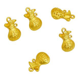 古法金保色滴油月亮福钱袋吊坠福珠挂件项链吊饰材料diy饰品配件