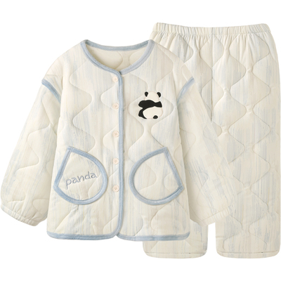 冬季睡衣女款三层夹棉加绒加厚