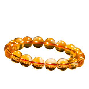 普琳丝天然水晶正品巴西黄水晶手链黄晶手串女男生日礼物饰品