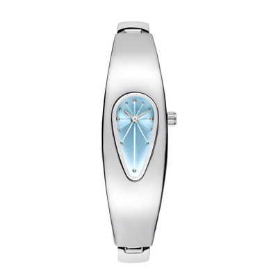 Y2k千禧年水滴手表精钢小众设计情侣款时尚腕表银色小表盘简约风