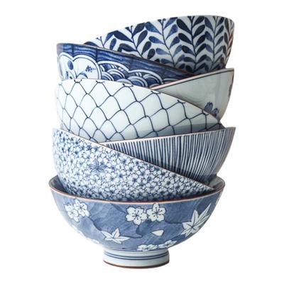 小鹿田烧日本进口蓝绘变大面碗