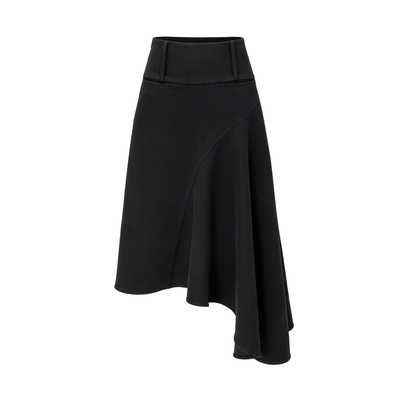 BALIANG「捌樑」渌'Clear'弧形分割鱼尾磨毛斜摆高腰中长款半身裙