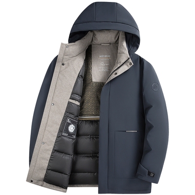 鸭鸭短款时尚潮流连帽羽绒服男