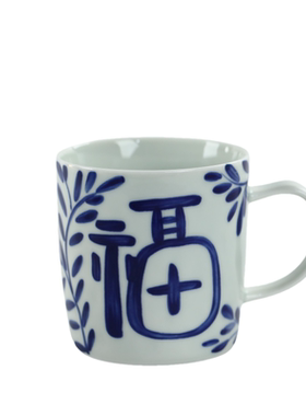 景德镇青花主人杯单杯大号咖啡杯复古风水杯马克杯大容量茶杯