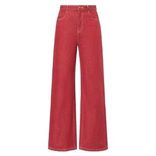 仿佛FF2025春新款安可拉红牛仔复古直筒裤垂感牛仔裤