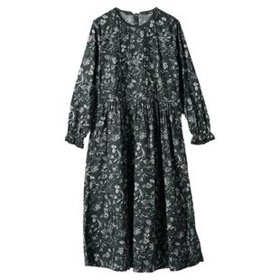 ZOLLE因为原创花卉纯棉质感舒适长袖日常百搭宽松连衣裙25新品