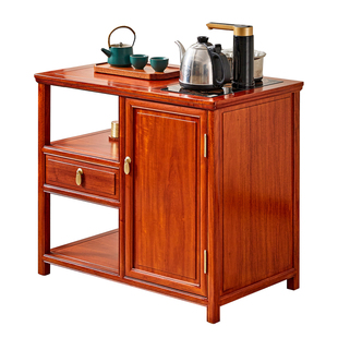 缅甸花梨木茶水柜新中式小茶车边几柜侧柜大果紫檀带电磁炉烧水台