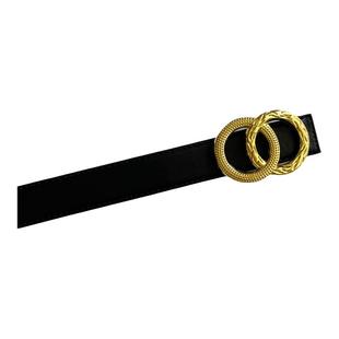 设计感小众腰带女款百搭配牛仔裤皮带装饰韩版高级感黑色男裤带宽