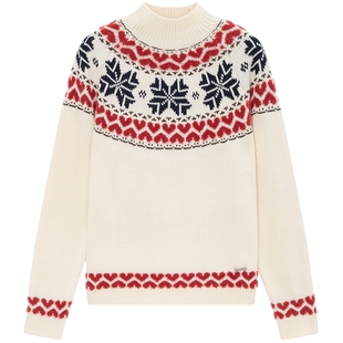 Juicy Couture橘滋针织衫女费尔岛半高领提花毛衣