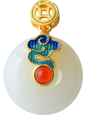 溪上纯银鎏金烧蓝祥云平安扣吊坠