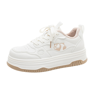 森马2025冬季新款加绒小白鞋女款