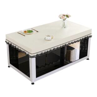 烤火桌子罩套夏天薄款长方形防水皮罩全包蕾丝茶几罩火炉保护罩