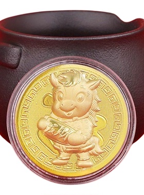 创意薄款仿金箔发财马币卡通摆件