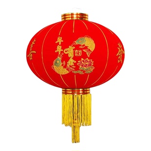 大红植绒灯笼欢度佳节新年春节元旦节日装饰商场户外防水灯笼80cm