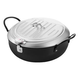 日本进口天妇罗油炸锅家用小带温度计控温纯铁熟铁迷你油炸锅新款