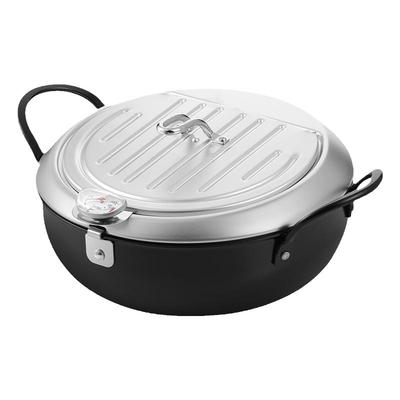 日本进口小油炸锅带温度计熟铁锅