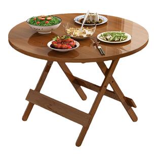 折叠小圆桌餐桌家用小户型可折叠吃饭桌子阳台小茶桌子户外矮桌