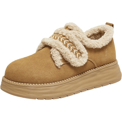 TATA他她小熊勃肯鞋冬毛毛鞋单鞋厚底加绒保暖防滑棉鞋女CYY07DM5