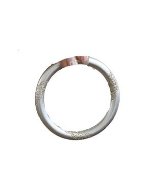 足银999古法描金花叶圆棍空心手镯民族风圆圈新中式镯子复古饰品