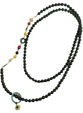 国风中式长款斜挎项链五路财神