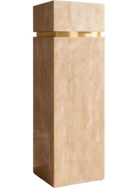 天然白洞石大理石摆件底座高级感