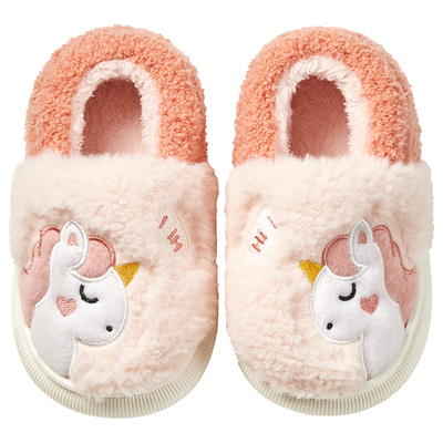 女童棉拖鞋包跟冬季女孩儿童棉鞋家居可爱独角兽宝宝拖鞋室内保暖