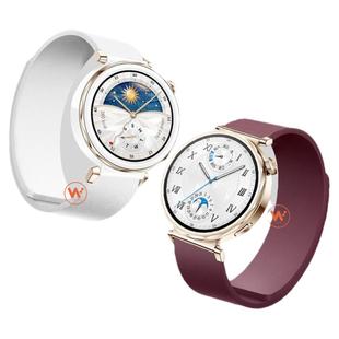 适用华为GT5pro手表陶瓷白磁吸科纳皮表带watchgt5冰晶蓝运动gt4智能gt3腕表2pro高级马鞍棕腕带冰川白夏季