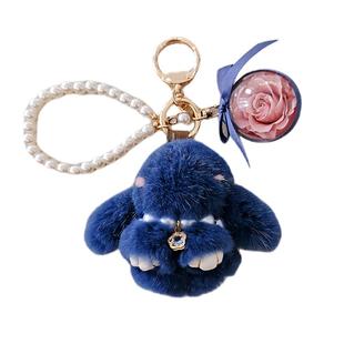 可爱包包挂件水貂毛兔子永生花钥匙扣高端精致高级感女生新年礼物