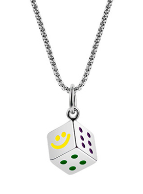 笑脸项链幸运钛钢骰子项链