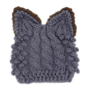 2025秋冬新款女士毛线帽恶魔角针织帽猫耳朵韩大毛球毛线帽子现货