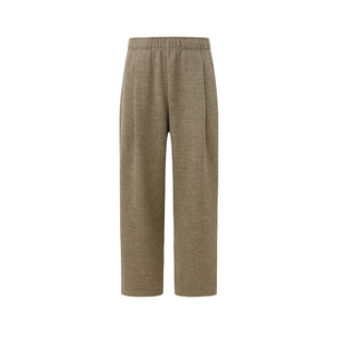 REDCHARCOAL红炭米咖色休闲裤男冬季针织呢料垂感直筒裤男士裤子