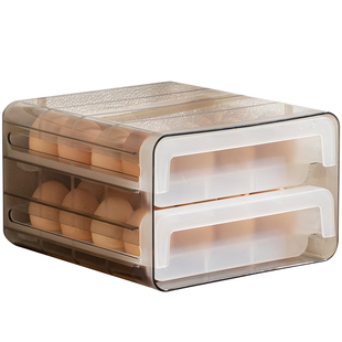 日式鸡蛋盒冰箱保鲜收纳盒双层可叠加滚蛋盒抽屉式防摔透气鸡蛋盒