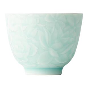 三勤堂影青雕刻万花景德镇主人单杯品茗杯陶瓷器泡茶杯茶具