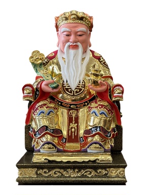 土地公土地婆香樟木雕摆件中式
