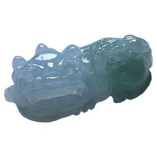 天然A货翡翠霸王貔貅吊坠乳白油绿缅甸老坑扭头子母皮双丘挂坠大