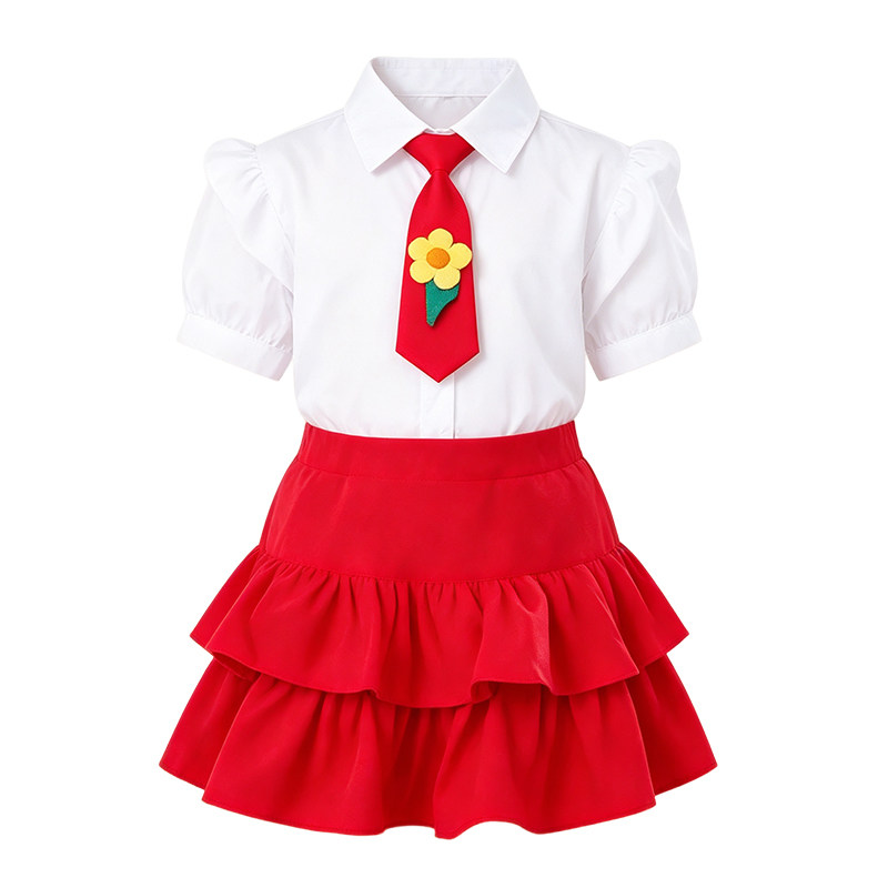 国庆儿童合唱演出服在灿烂的阳光下中小学生诗歌朗诵运动会表演服