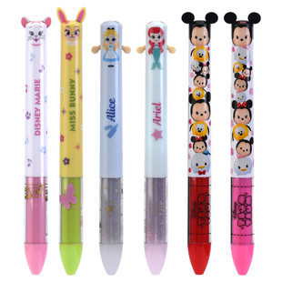 日本三丽鸥双色耳朵笔迪士尼美乐蒂卡通双色圆珠笔红黑油笔手账笔