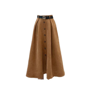 秋冬小香风套装裙洋气港风复古V领针织上衣麂皮绒半身裙两件套女