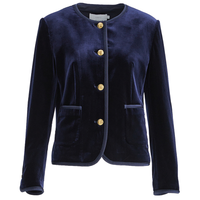 OBEG欧碧倩复古丝绒名媛小香风外套女冬新款女气质上衣50484504