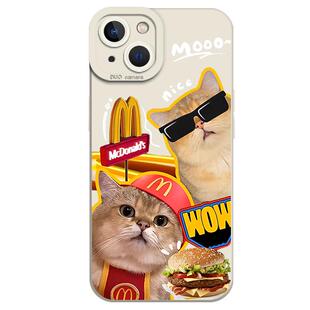 麦门柴犬猫咪手机壳适用苹果15情侣16/iphone14promax可爱13狗狗12mini汉堡11新款x薯条8plus创意17硅胶xs套7