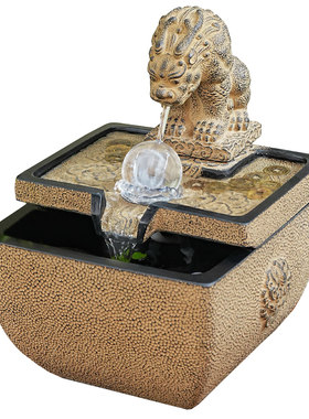 吸水兽水晶球水风生财流水摆件
