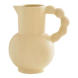 五代果花瓶奶油风提手陶瓷花器摆件客厅餐厅酒店民宿艺术品摆件