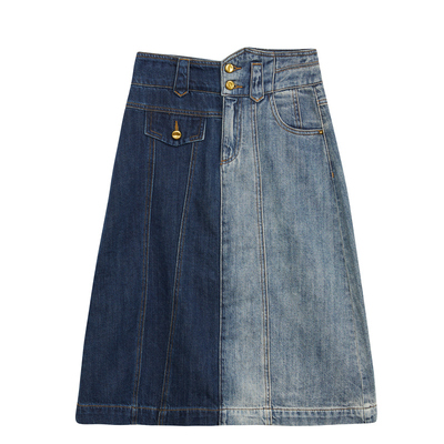 2023夏季新款简约复古时尚中长款牛仔半裙女236MB7077