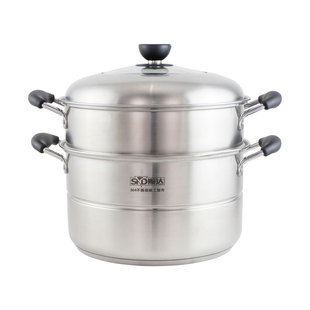 顺达304不锈钢蒸锅加厚复底双层多用锅蒸格家用蒸包子蒸笼屉汤锅