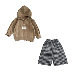 2026婴儿衣服春季韩版男童多色毛衣男宝时尚针织连帽上衣儿童毛衣