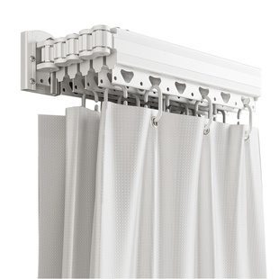 折叠浴帘杆弧形L型u型杆免钉晾衣杆衣架铝合金卫生间免打孔伸缩杆