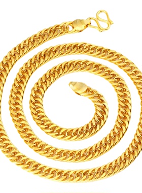 越南沙金链男士光面双扣项链