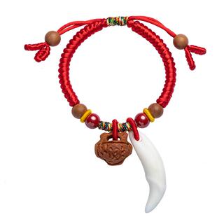 婴儿红绳手链宝宝朱砂女猪精骨惊桃木手串手绳狗牙齿儿童挂件